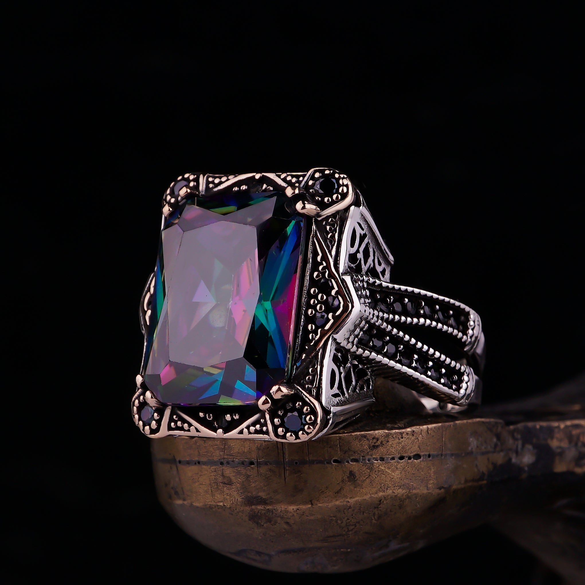 Mystic Topaz Colorful Ring for Men