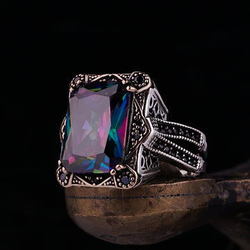 Mystic Topaz Colorful Ring for Men