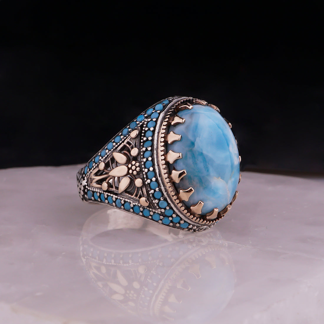 Natural Larimar Stone Ring