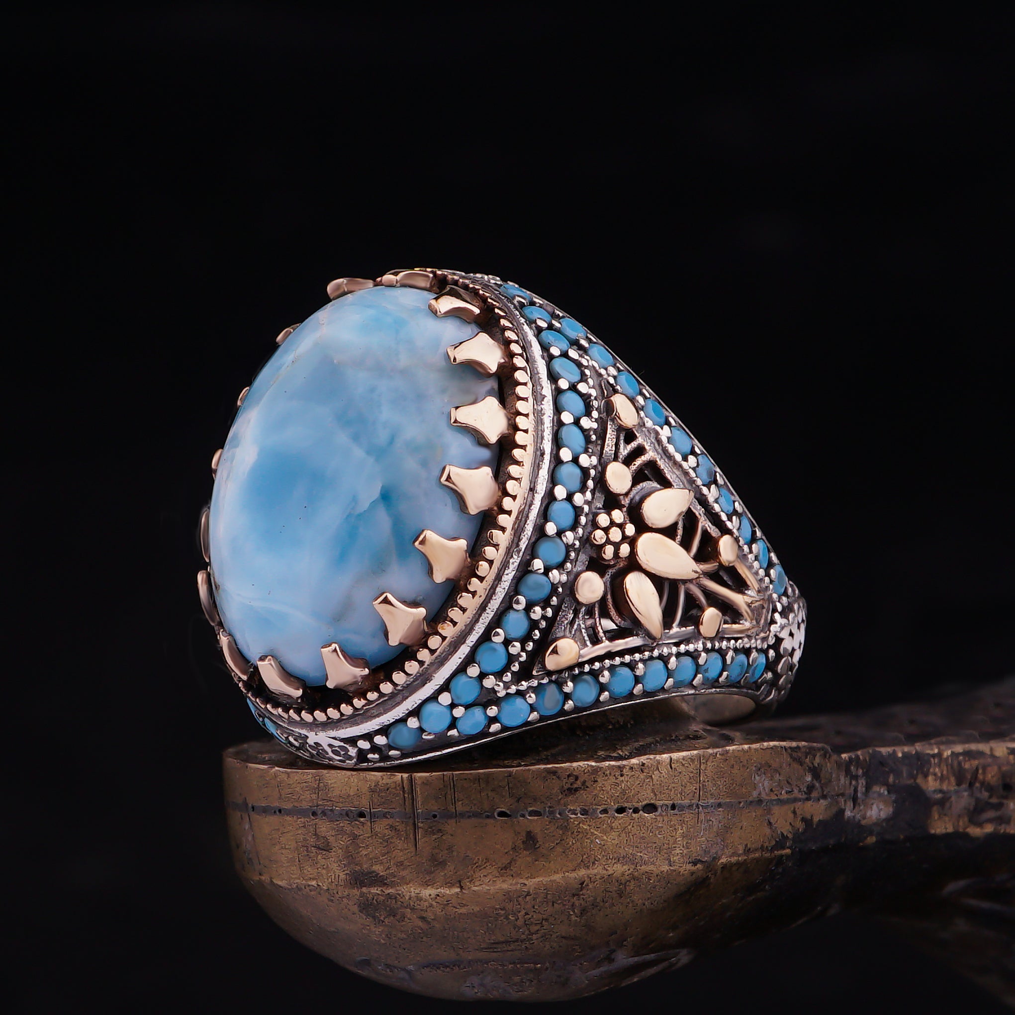 Natural Larimar Stone Ring