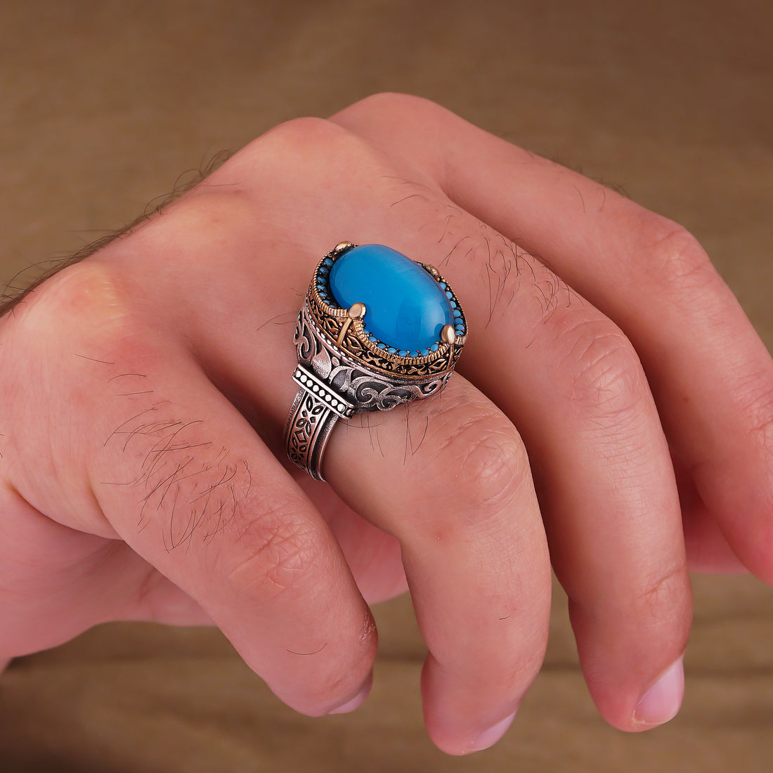 Blue Cats Eye Ring