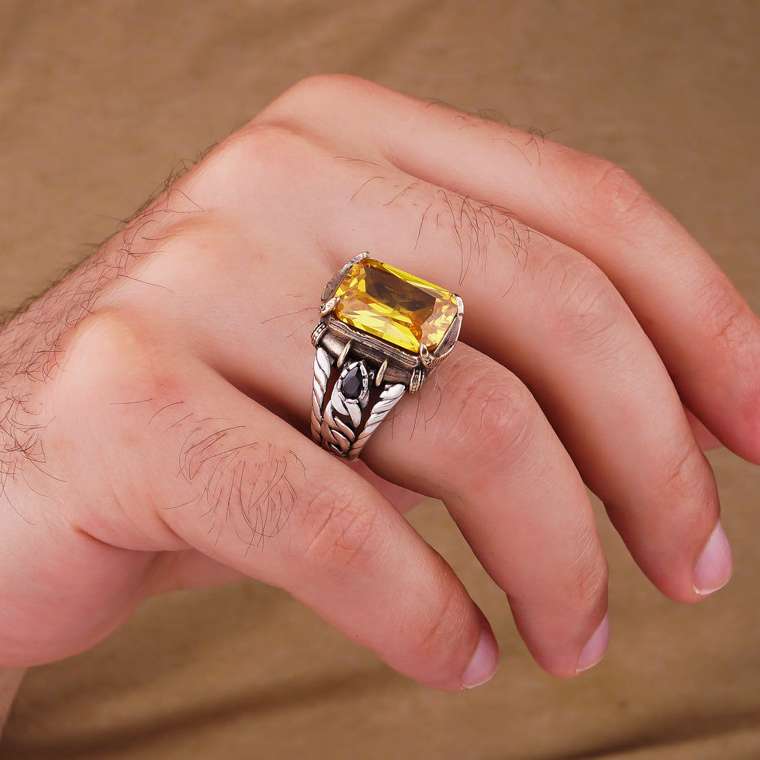 Citrine Chain Design Ring