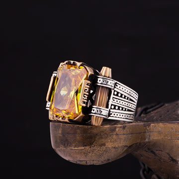 Citrine Stone with a Striking Design Ring