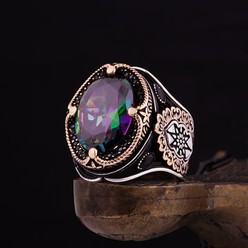 Mystic Topaz Facet Cut 925 silver