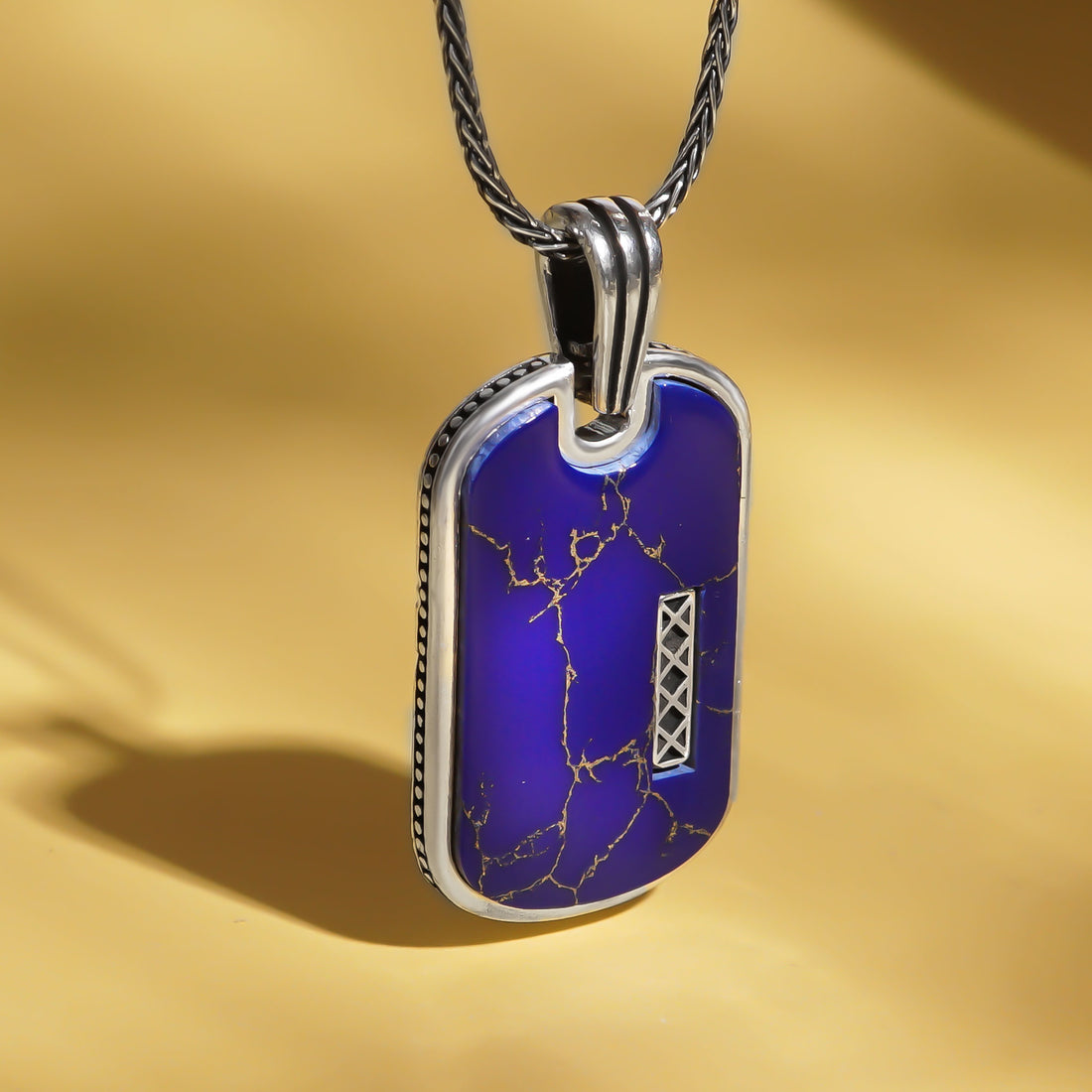 Lapis Lazuli Dog Tag Necklace