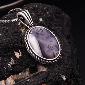 Tree Agate Stone Men’s Necklace