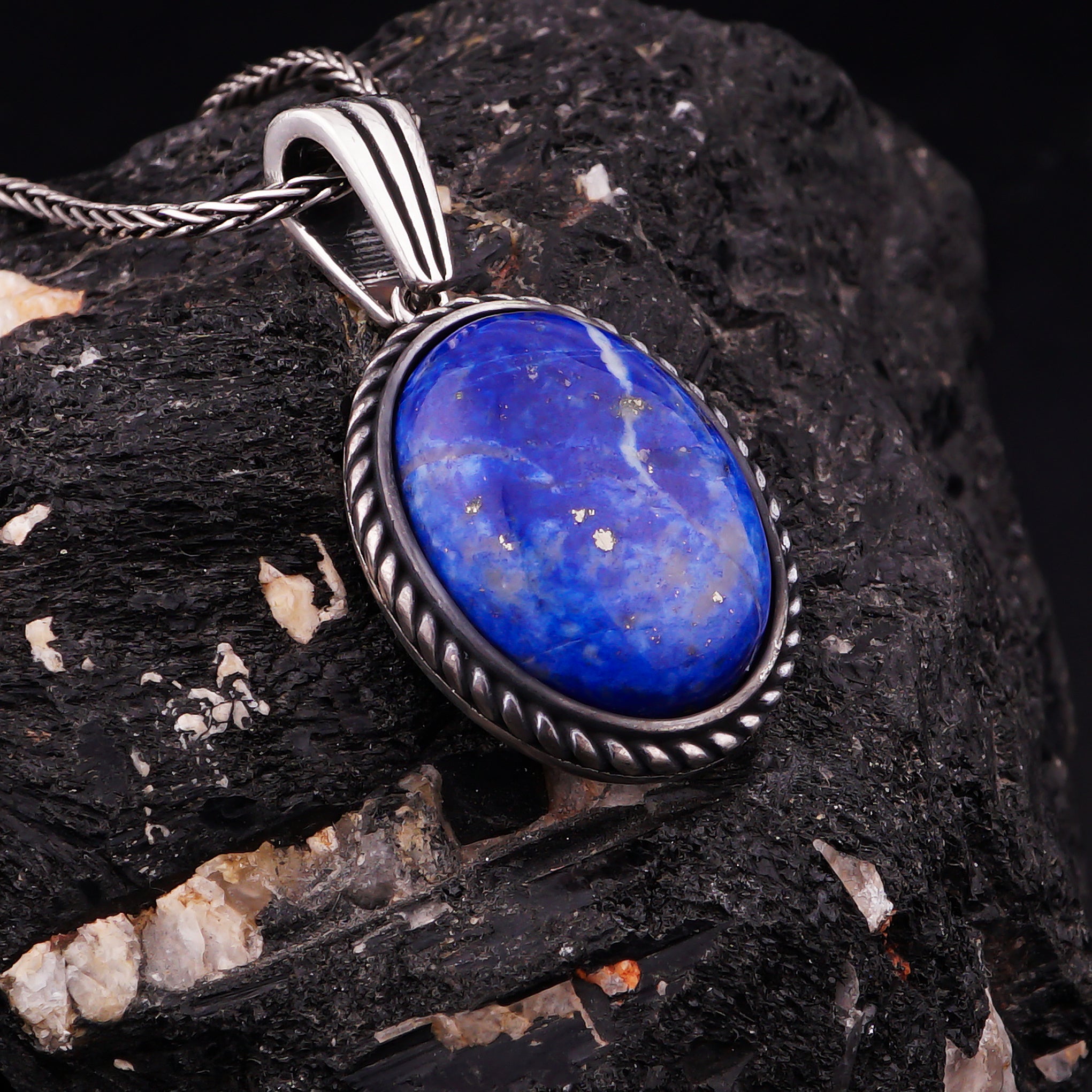 Lapis Lazuli Stone Men’s Necklace