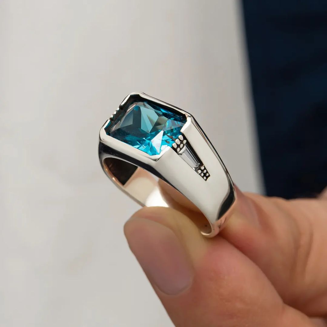Highly Polished Blue Topaz Ring