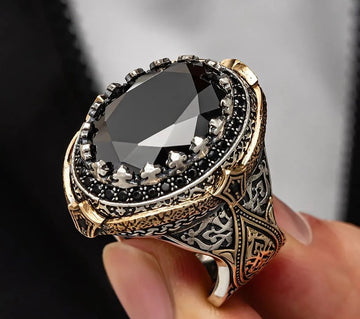 Fancy Big Black Onyx Ring