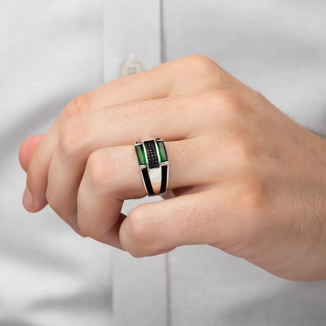 Modern Green Stone Ring