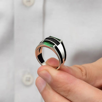 Modern Green Stone Ring