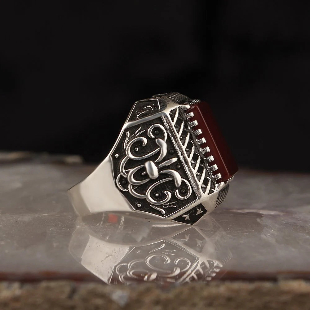 Sterling Silver Aqeeq Ring for Men