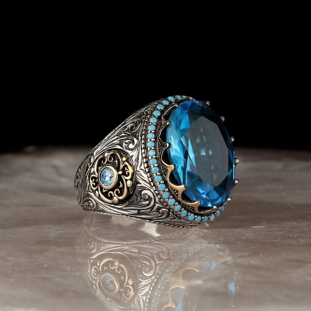 Sterling Silver Blue Stone Ring