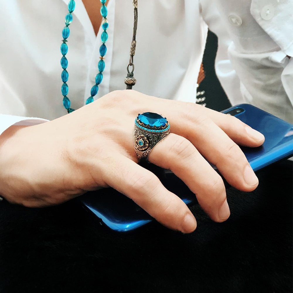 Sterling Silver Blue Stone Ring