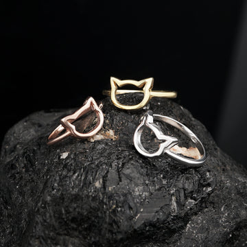 Charming Cat Head Ring: Sterling Silver