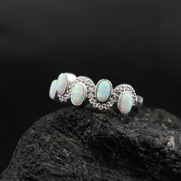 Interlocking Opal Stones Ring: Sterling Silver