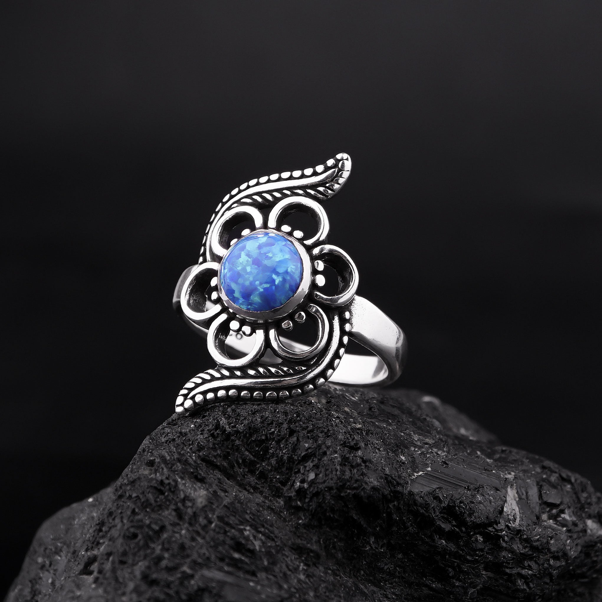 Flower Shape Turquoise Ring