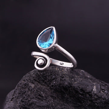 Blue Topaz Teardrop Mini Ring