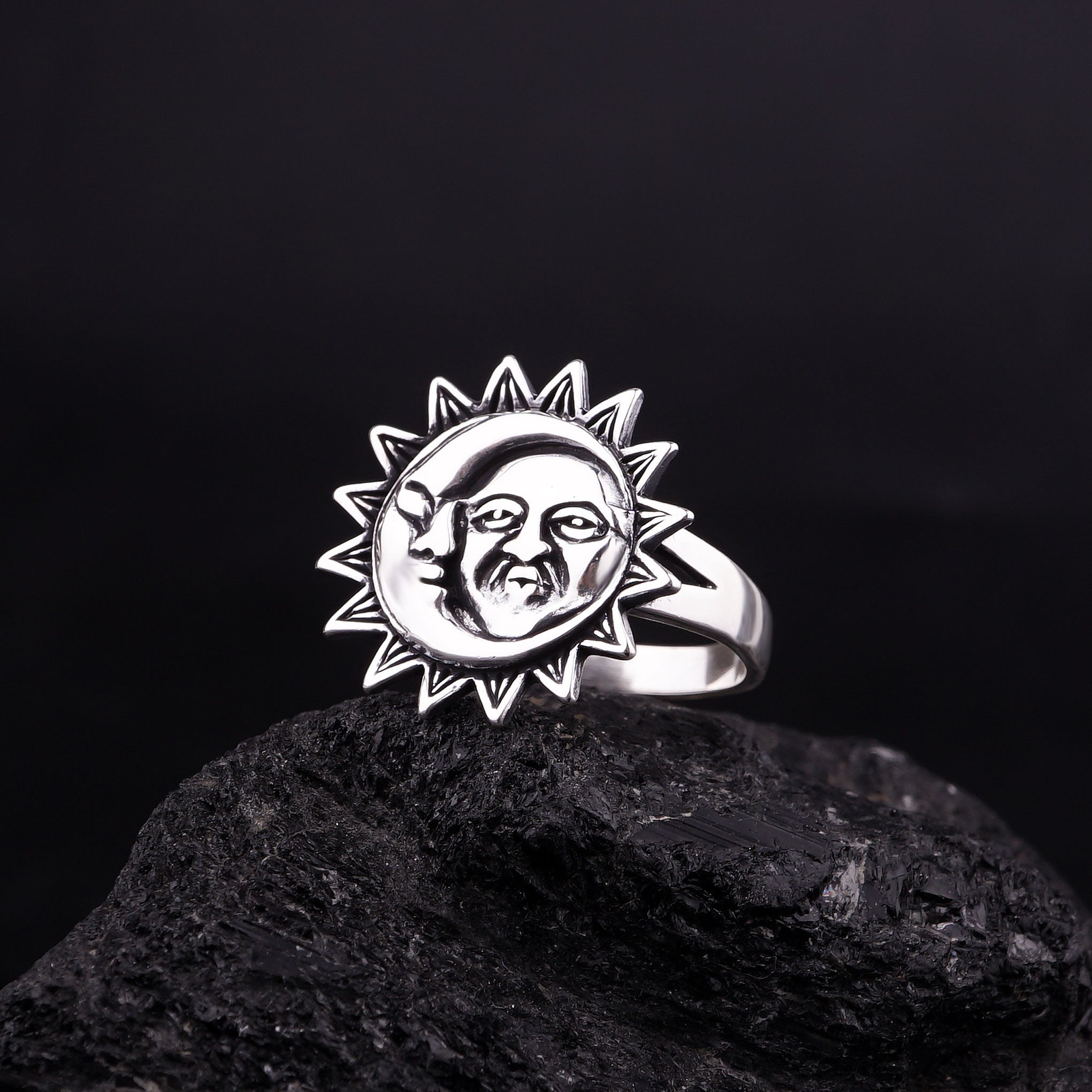 Trend Sun and Moon Top 925 Silver Ring