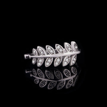 Rose Branch Cubic Zirconia Ring Floral Elegance