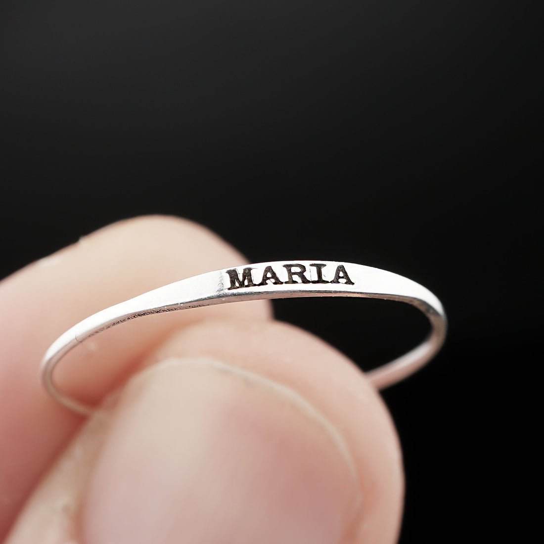 Custom Circle Sterling Silver Name Ring