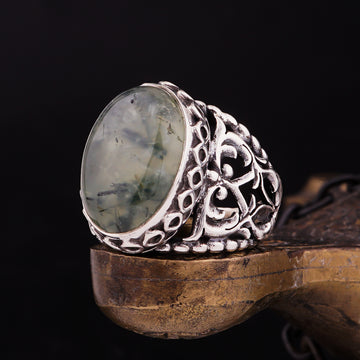 Green Rutile Quartz Hand Made Ring