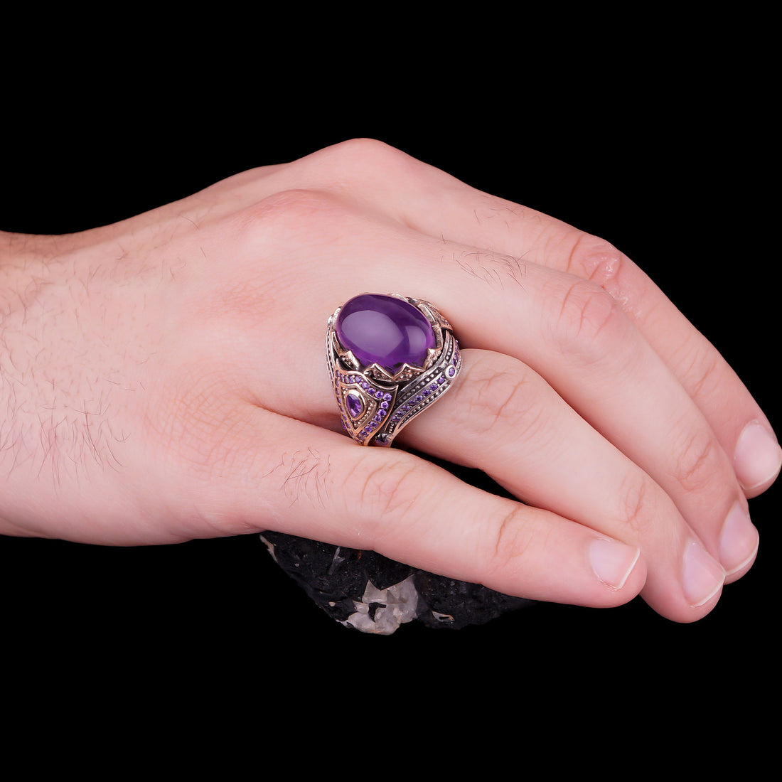 Real Amethyst Ring with Unique Design