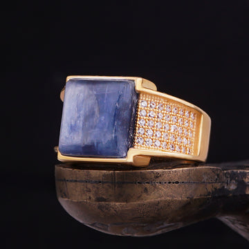 Kyanite Stone Gold-Plated Sultan Style Ring