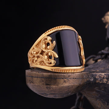 Modern Ring Gold-Plated Onyx