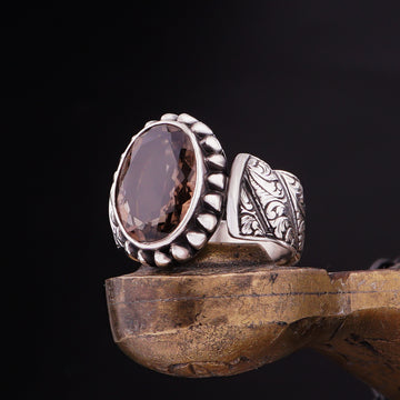 Smoky Quartz Stone 925 Silver Ring