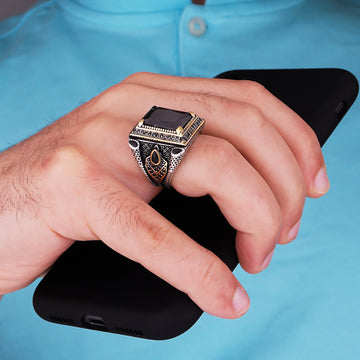 Fancy Black Stone Ring