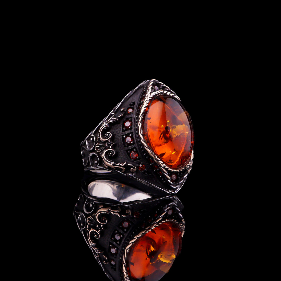 Masculine Amber Ring