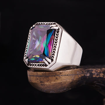 Mystic Topaz Modern Ring Enchanting Elegance