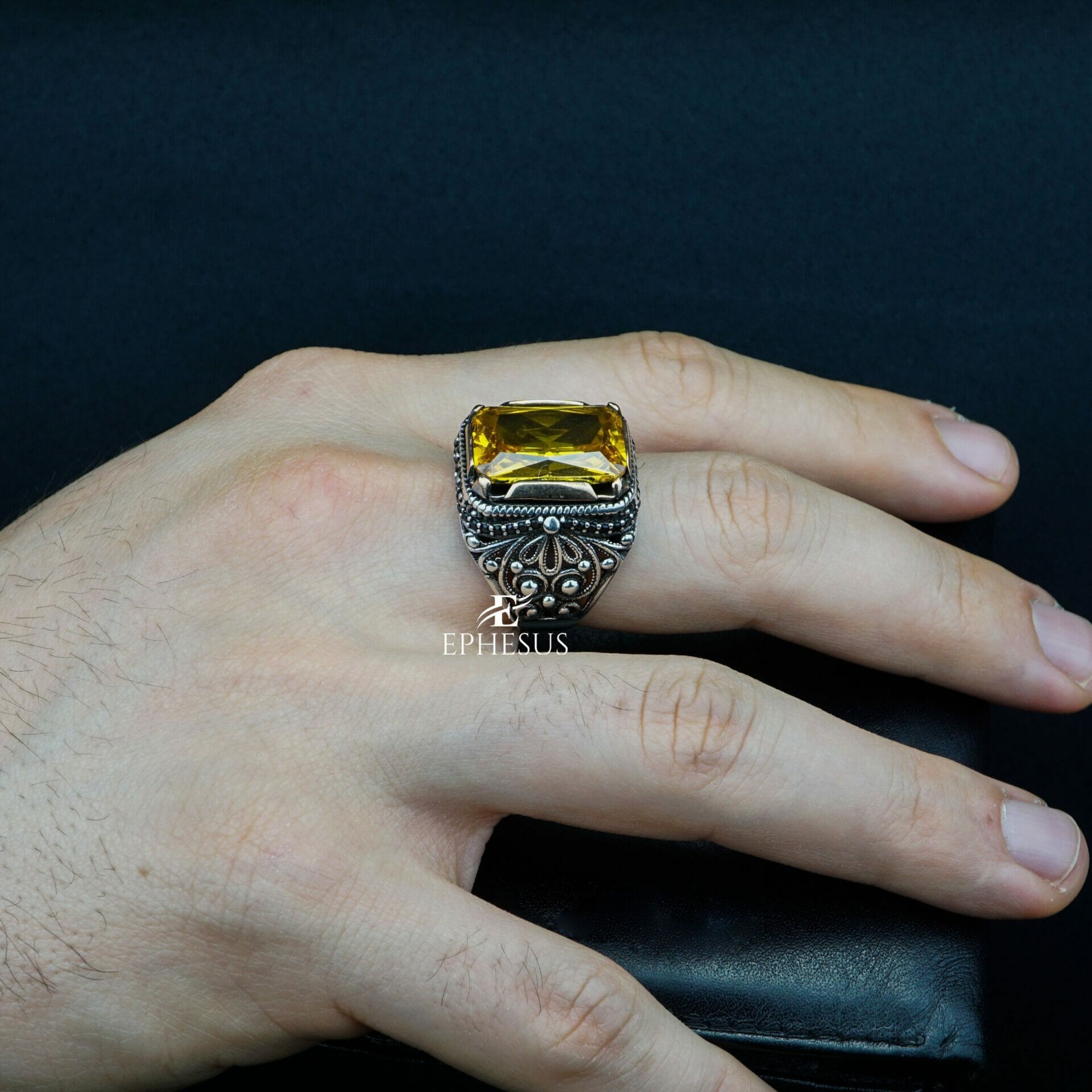 Emerald Cut Citrine Ring