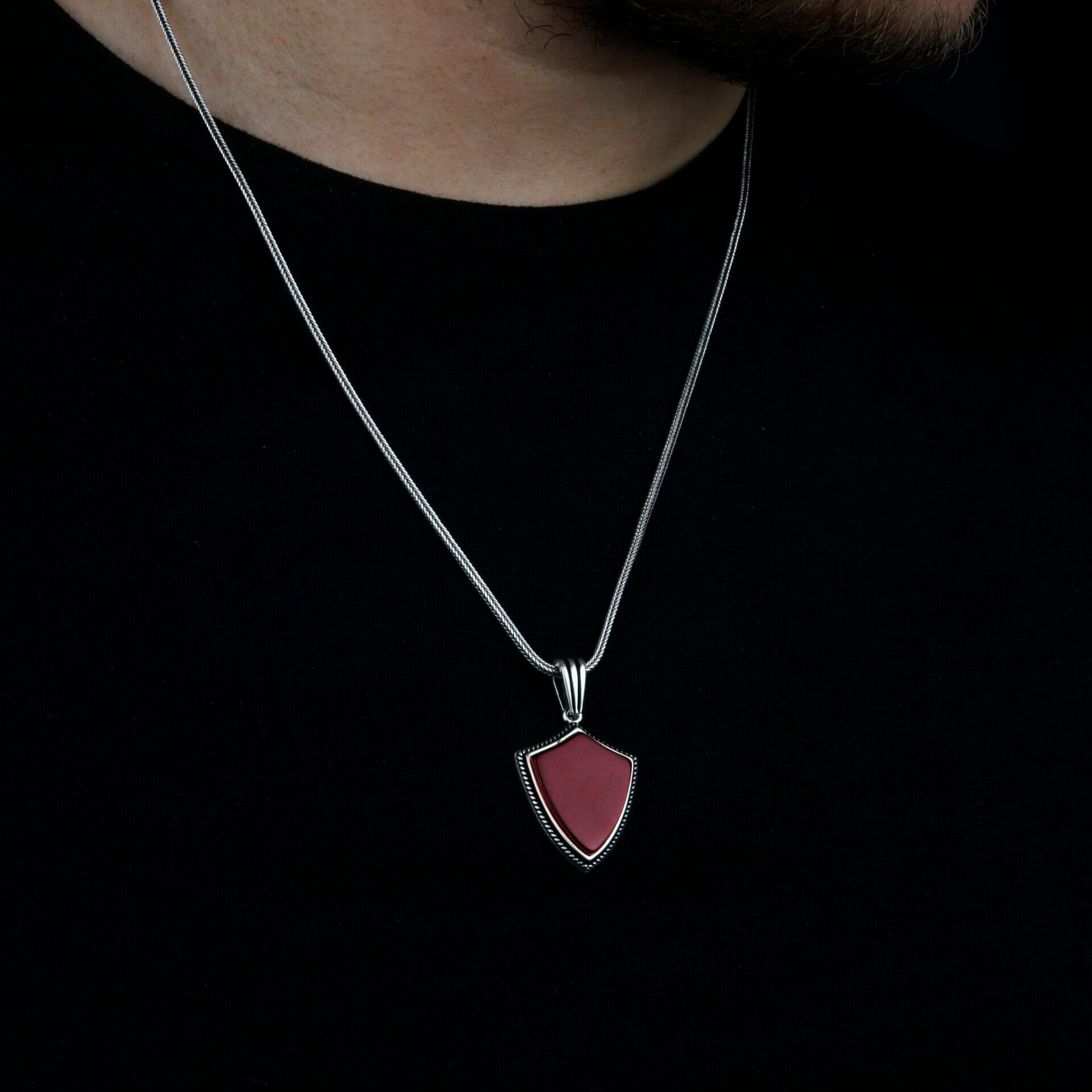 Mens Red Gemstone Necklace