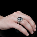 Onyx Snake Skin Silver Ring