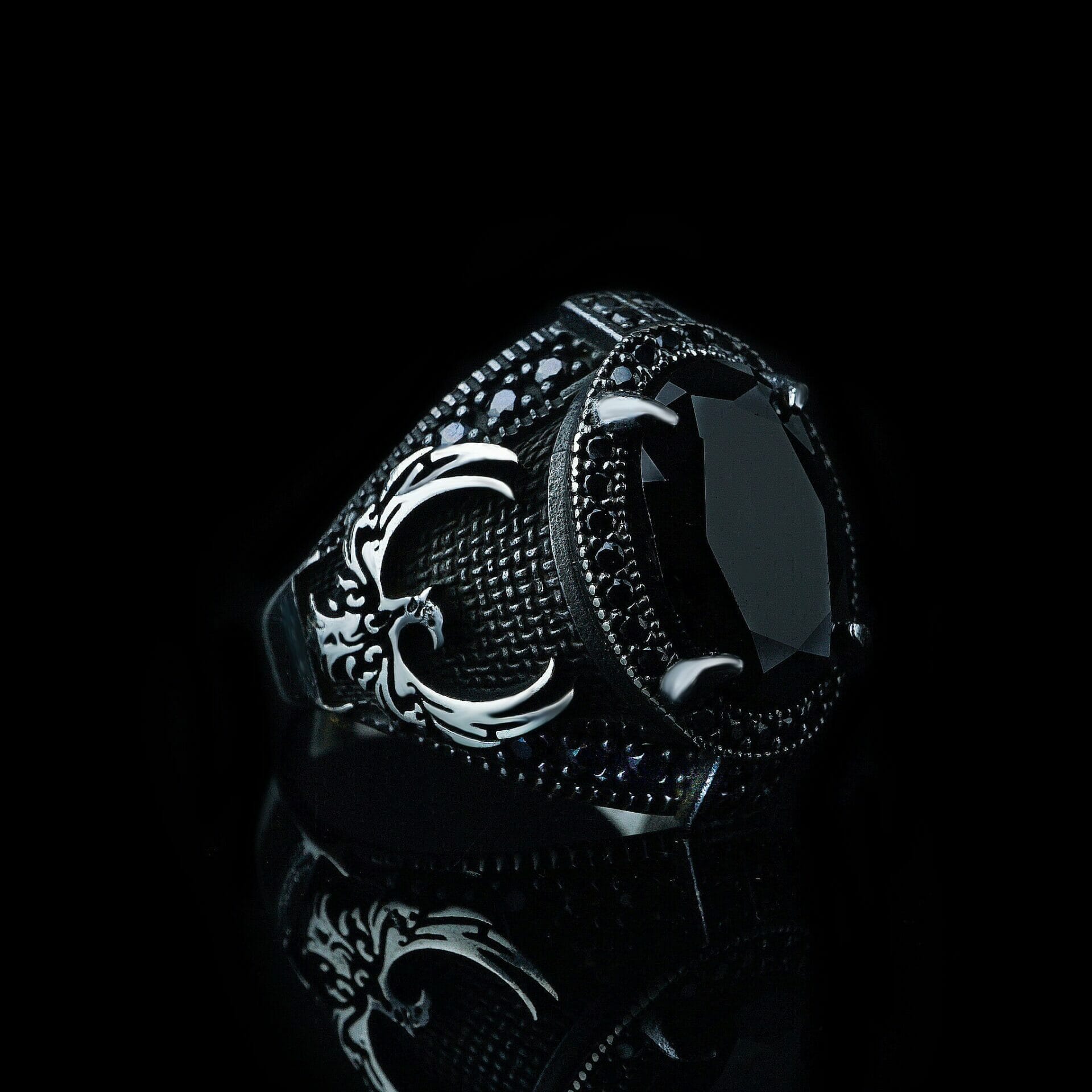 Phoenix Nest Onyx Sterling Silver Ring