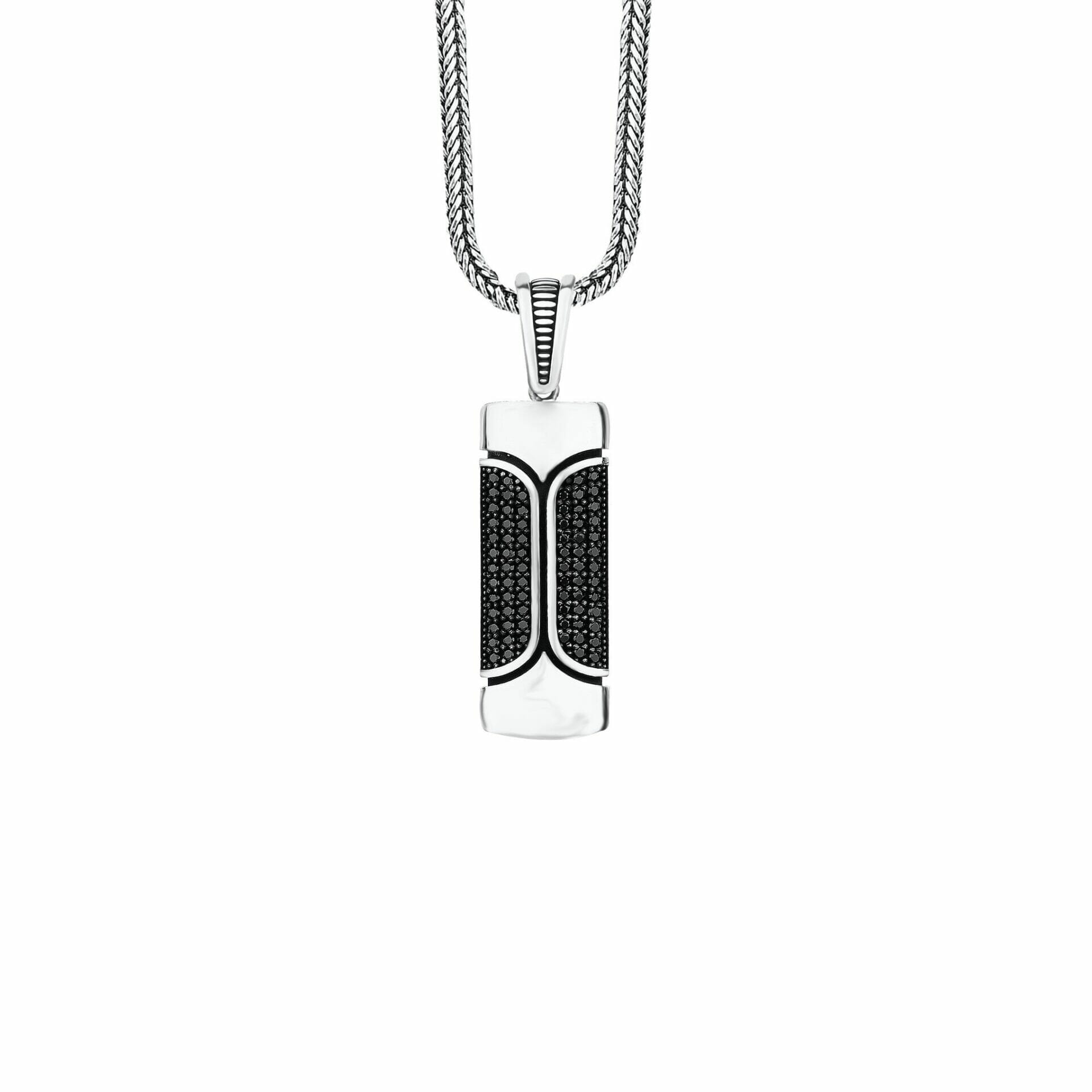 CZ Inlaid Bar Necklace Sterling Silver