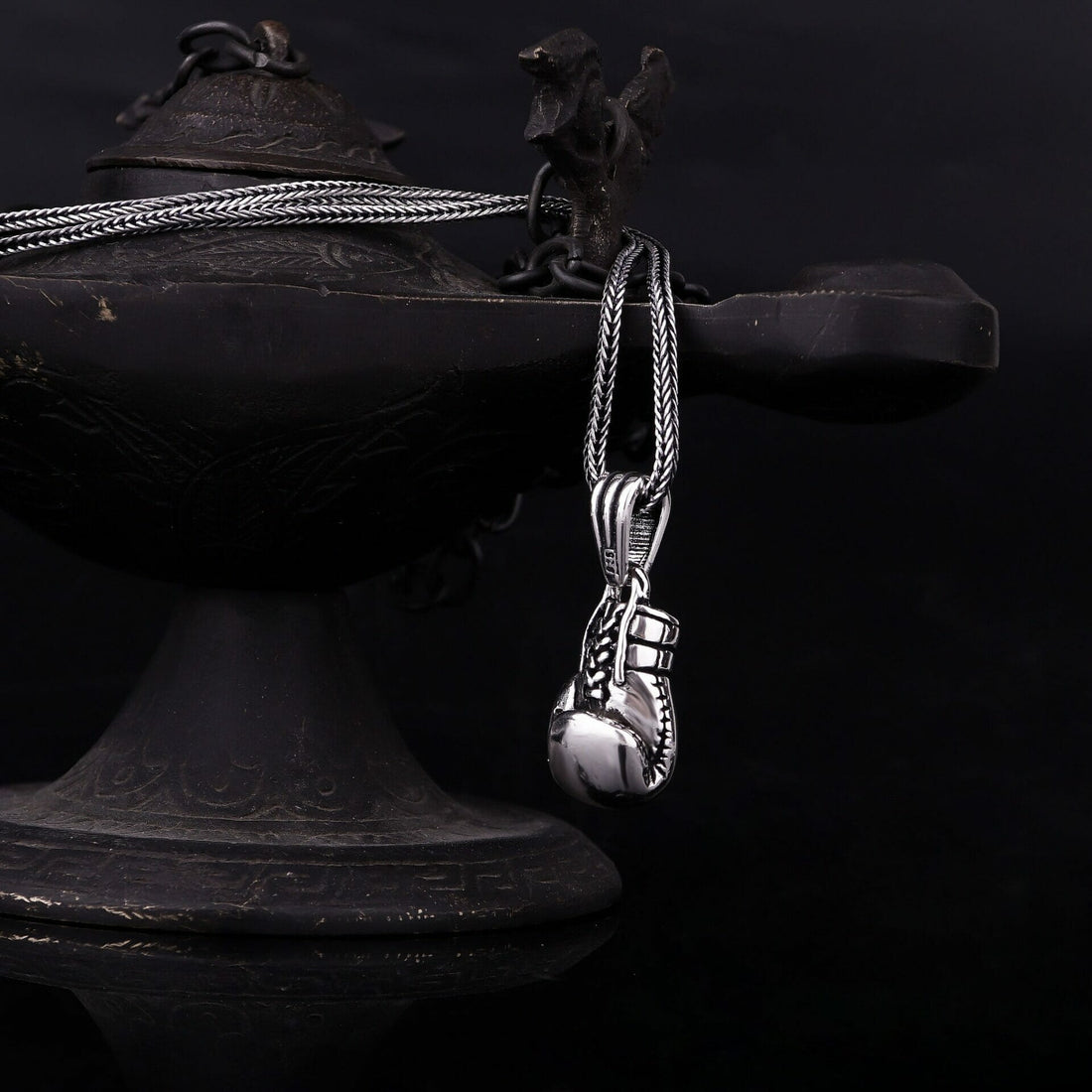 Boxing Glove Necklace Sterling Silver