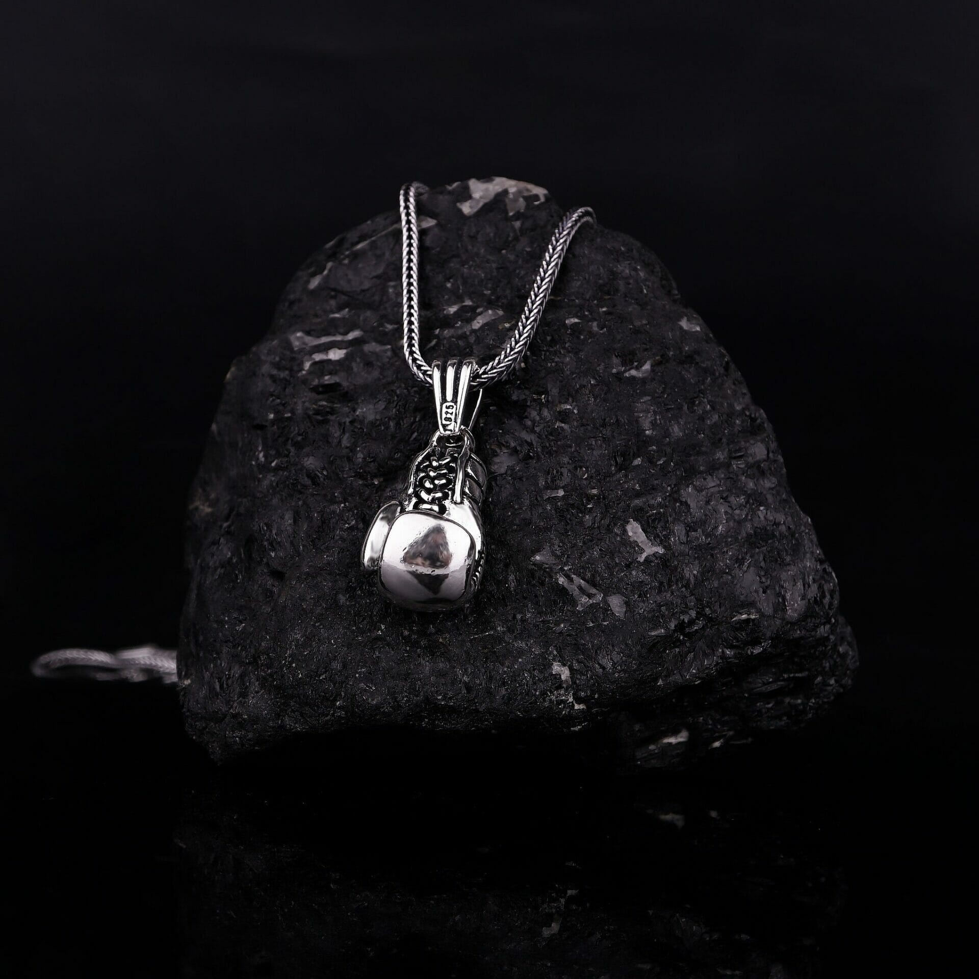 Boxing Glove Necklace Sterling Silver