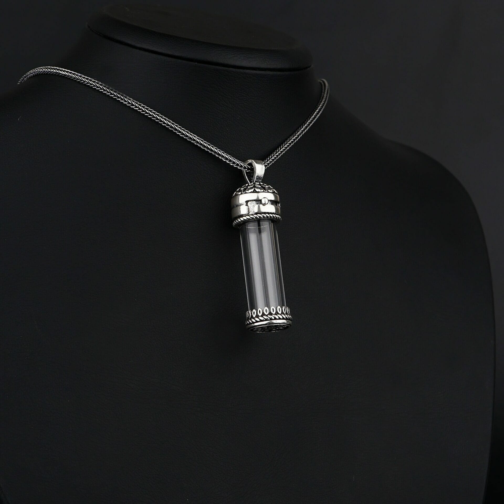 Glass Vial Necklace Sterling Silver