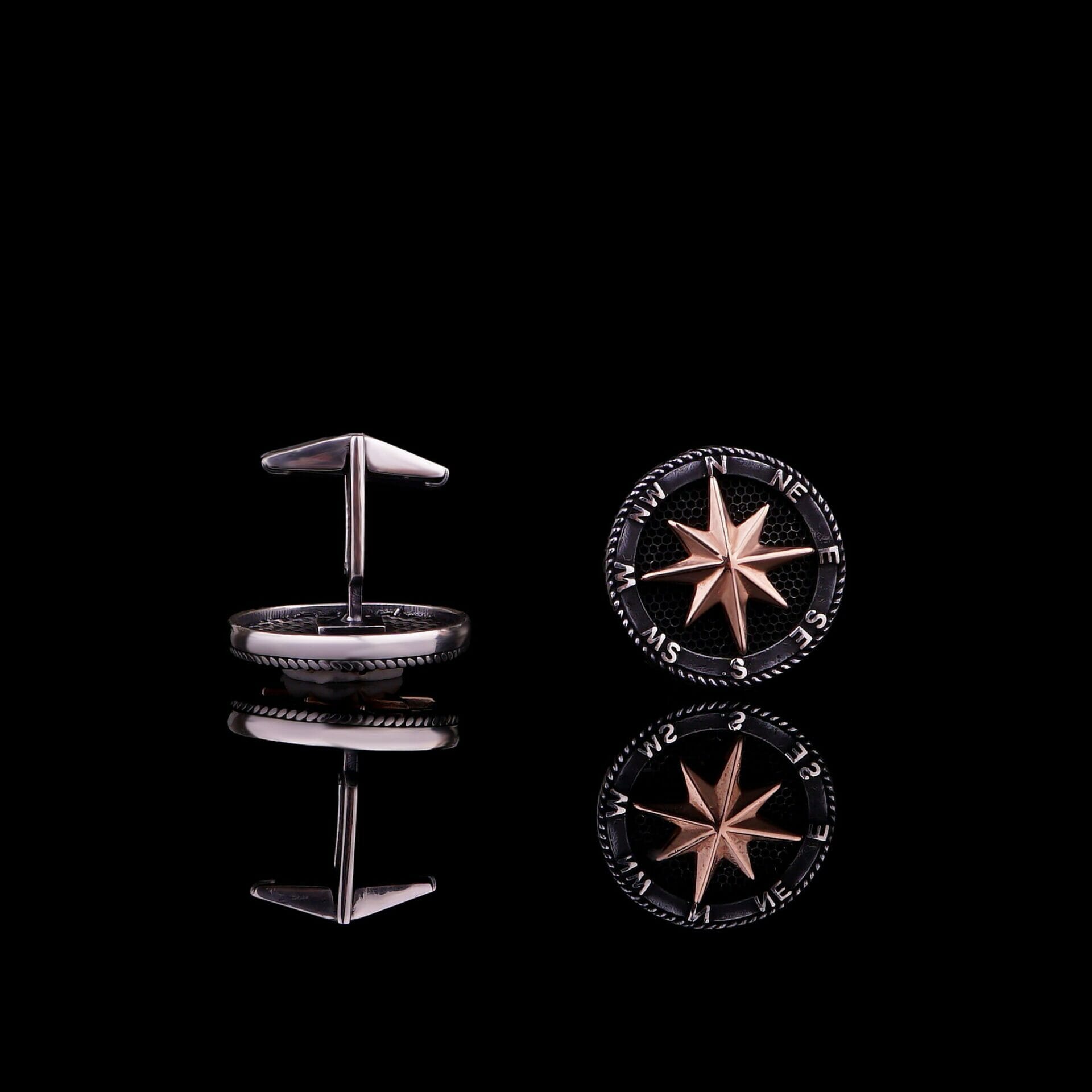 North Star Button Cufflink Sterling Silver