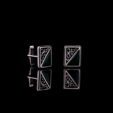 Rectangle Black Onyx Cufflinks Sterling Silver