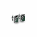 Green Agate Bullet Back Cufflinks Sterling Silver