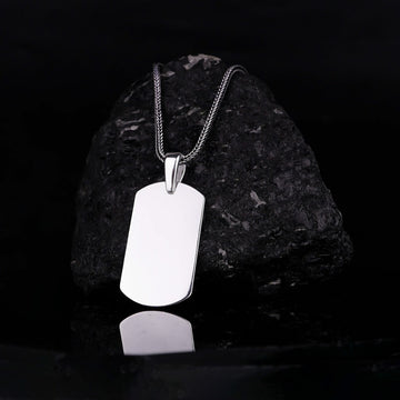 Plain Dog Tag Necklace Sterling Silver