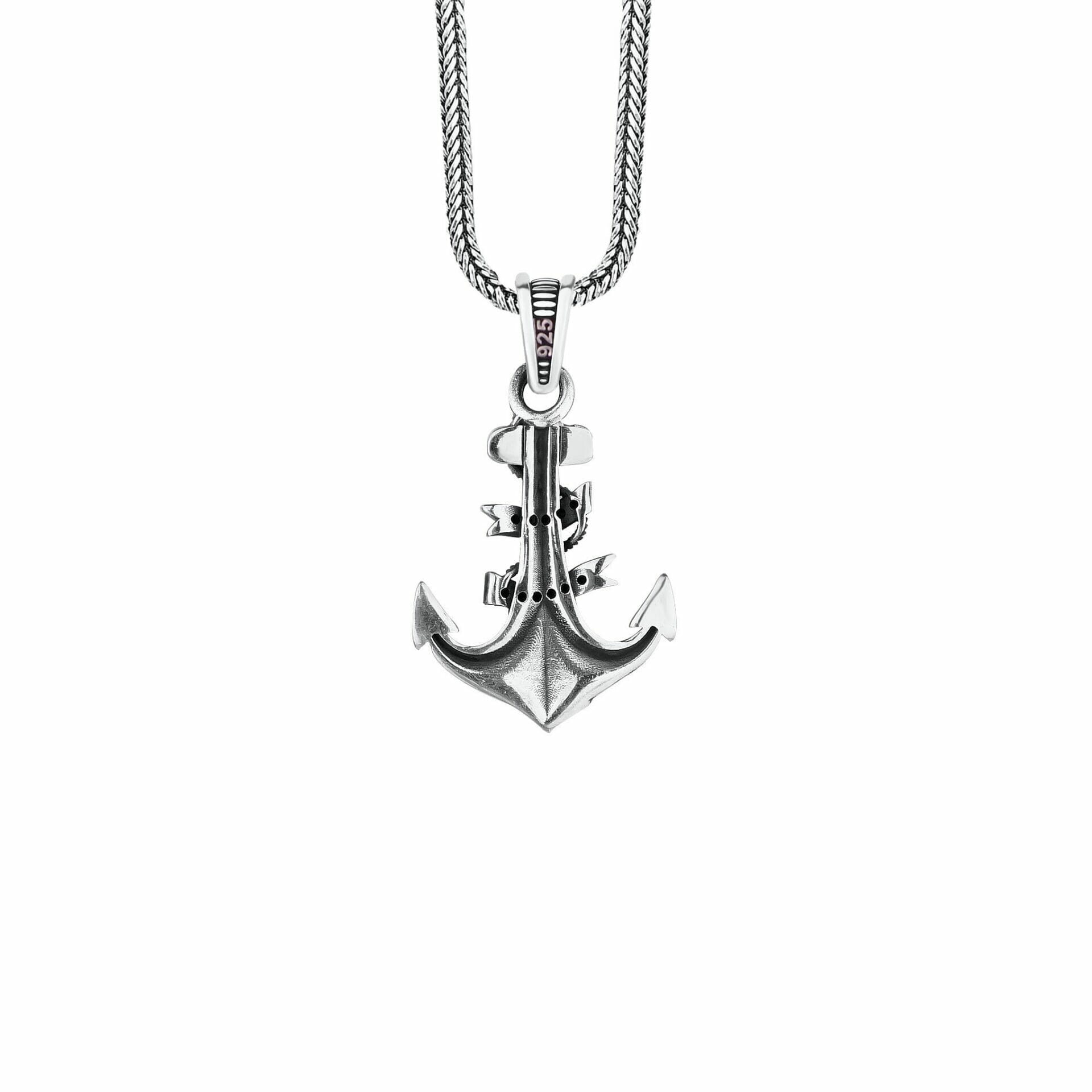 Wide Anchor Necklace Sterling Silver