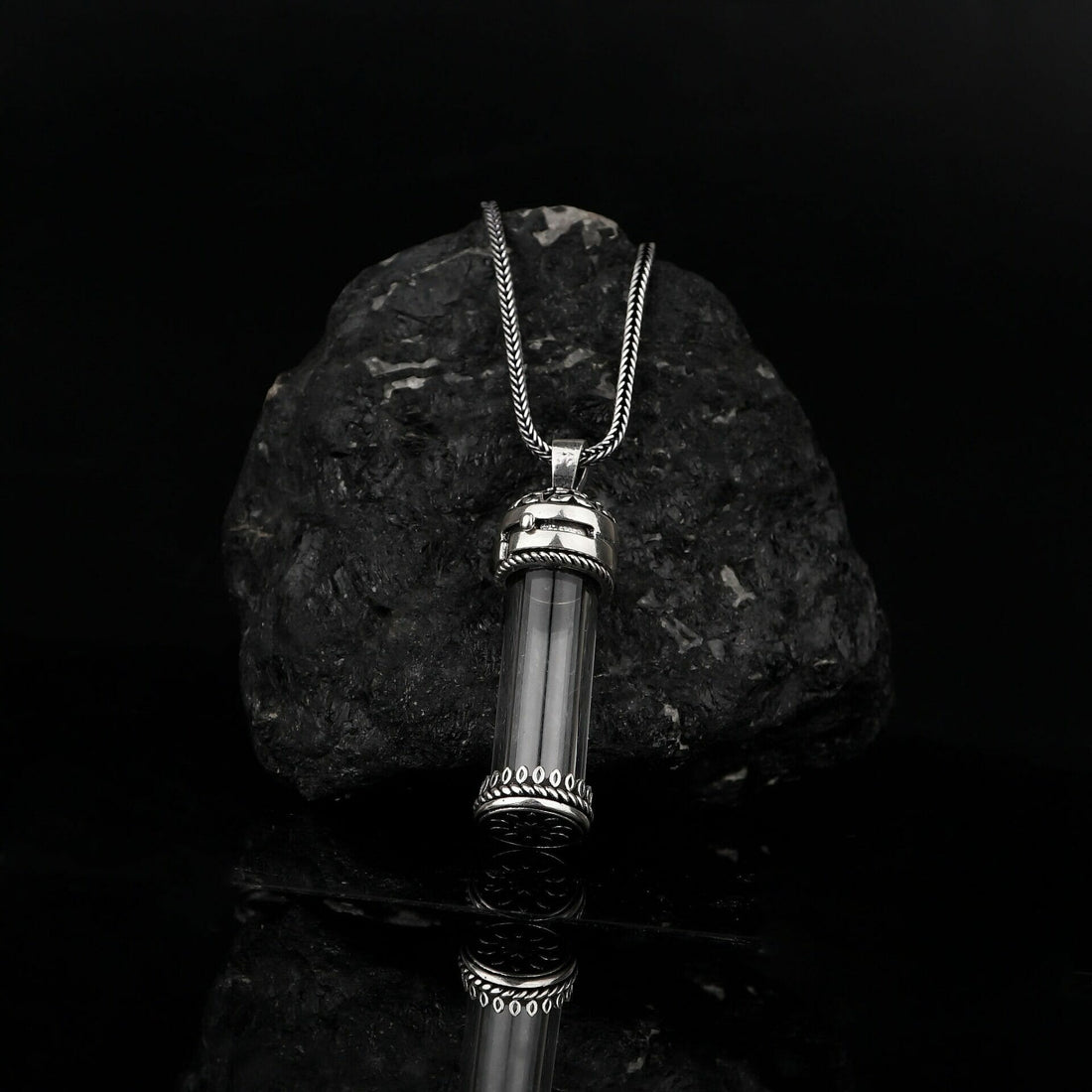 Glass Vial Necklace Sterling Silver