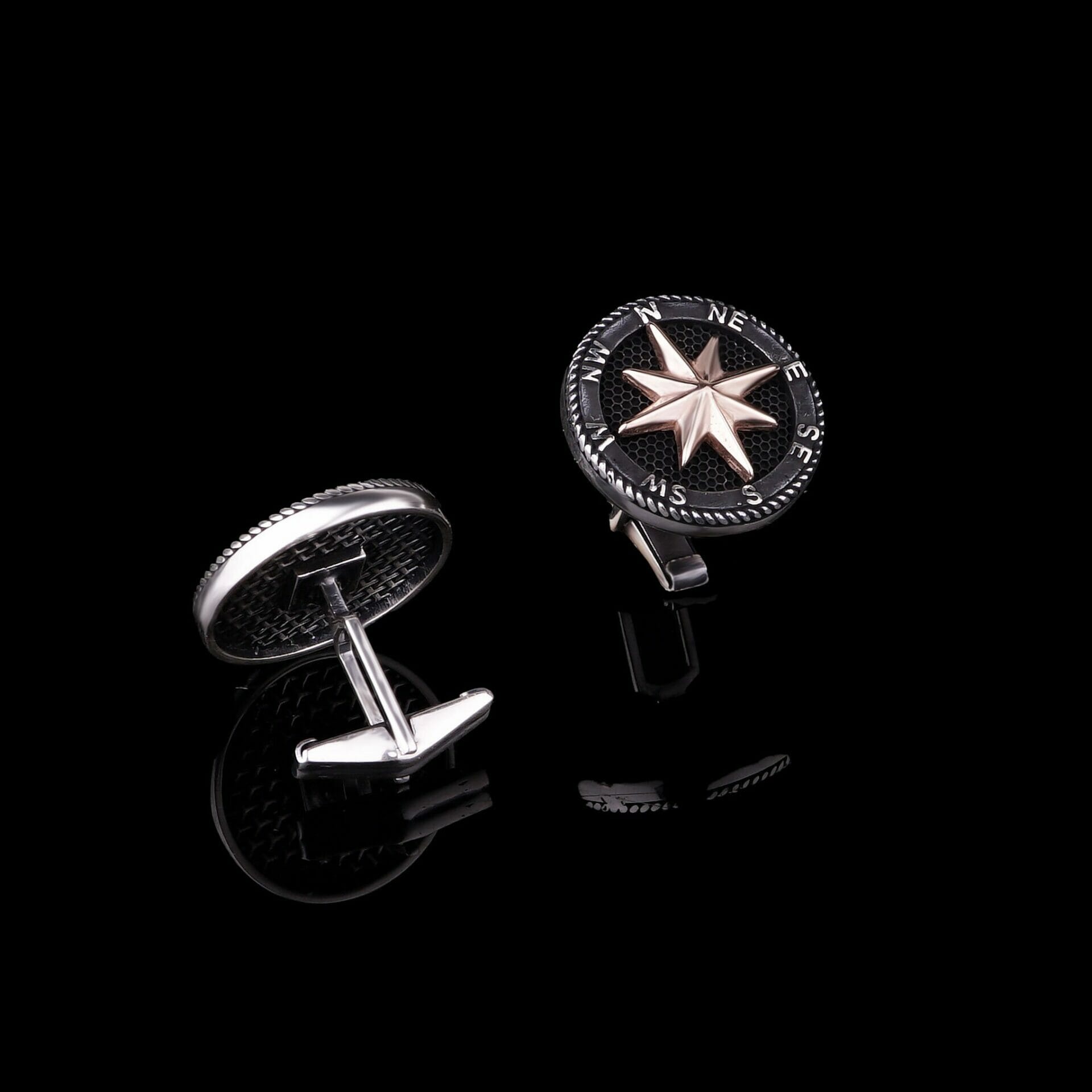 North Star Button Cufflink Sterling Silver