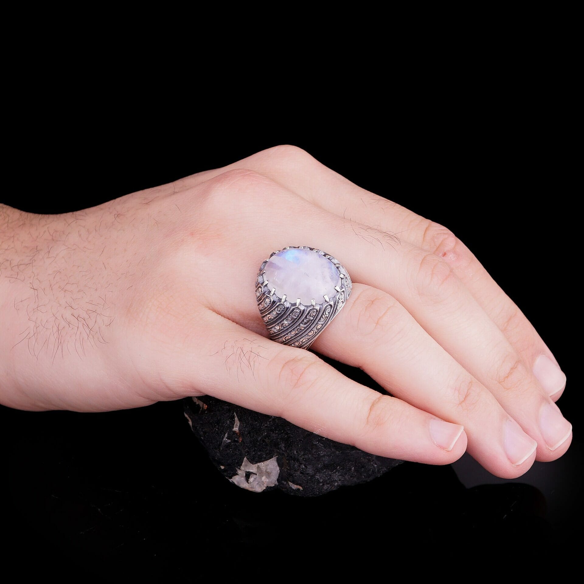 Mens Moonstone Ring