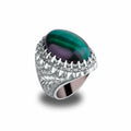 Natural Green Tigers Eye Ring 925 Silver